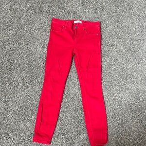 LOFT Women's Vibrant Red Skinny Jeans